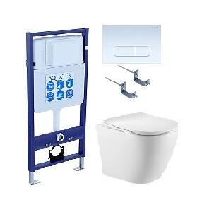 Инсталляция Aquateck Standart 50 + Унитаз подвесной Тритон VO-1832 + Кнопка смыва белая