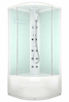 Душевая кабина Domani Spa Delight Slim 110 с электрикой, высокий поддон 1000x1000x2180 (бел. стенки, сатин мат. стекла) DS01DS110HWM10  Душевая кабина Domani Spa Delight Slim 110 с электрикой, высокий поддон 1000x1000x2180 (бел. стенки, сатин мат. стекла) DS01DS110HWM10