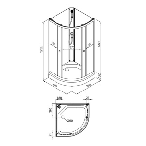 Душевая кабина полукруг Тритон  Лайт А 90х90х191,5 (без крыши) стекло градиент, низкий поддон, душ. набор ТРИТОН  Душевая кабина полукруг Тритон  Лайт А 90х90х191,5 (без крыши) стекло градиент, низкий поддон, душ. набор ТРИТОН