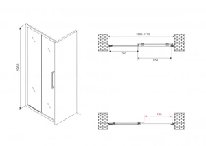 Душевая дверь в нишу ABBER Schwarzer Diamant AG30170BH 170*195 L/R без поддона Душевая дверь в нишу ABBER Schwarzer Diamant AG30170BH 170*195 L/R без поддона