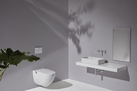 Подвесной унитаз-биде Laufen Riva 39,5*60 безободковый с крышкой-сиденьем микролифт и покрытием LLC