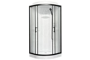 Душевая кабина Practic RB 90HK1-M-BL (матовое) 90х90х217 черный профиль  Душевая кабина Practic RB 90HK1-M-BL (матовое) 90х90х217 черный профиль