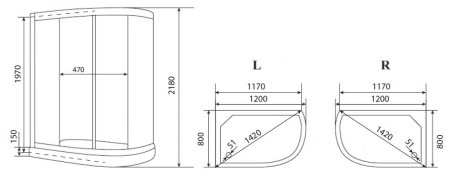 Душевая кабина Timo Eco TE-0702 P L 120х80х218
