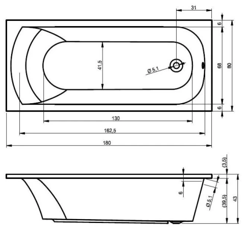 Акриловая ванна Riho Miami 180х80 комплект с экраном 