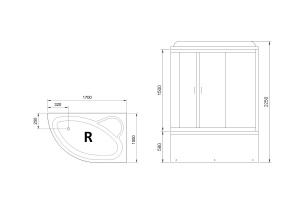 Душевая кабина RB 170ALP-C (матовое) правая 170x100x225 профиль матовый  Душевая кабина RB 170ALP-C (матовое) правая 170x100x225 профиль матовый