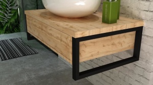 Тумба с раковиной 1Marka Grunge Loft 80П 1в.я дуб вотан (с отверстиями) (раковина Ringo 53*34 Cut)