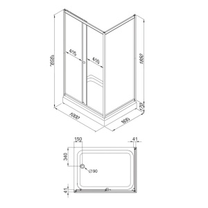 Душевой уголок "Фьюжн", без поддона 1000x800x1850 Душевой уголок "Фьюжн", без поддона 1000x800x1850