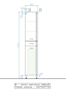 Пенал Style Line Эко Стандарт 36 R с бельевой корзиной