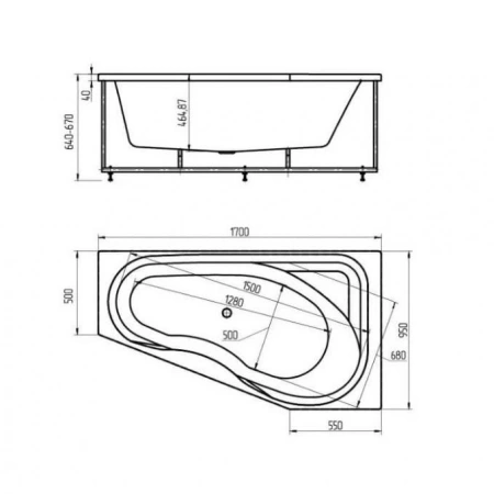 Акриловая ванна Aquatek Медея 170х95 R полный комплект с экраном