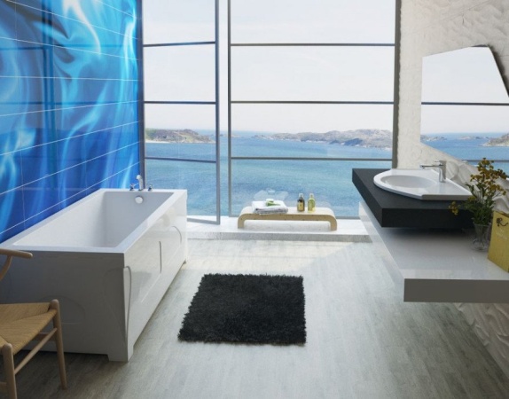 Ванна из искусственного камня Эстет Дельта 150х75 с возможностью изменения размера (комплект) с подставкой и сливом