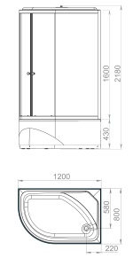 Душевая кабина Domani-Spa Delight Slim правая  128 high 120х80 см матовое стекло  Душевая кабина Domani-Spa Delight Slim правая  128 high 120х80 см матовое стекло