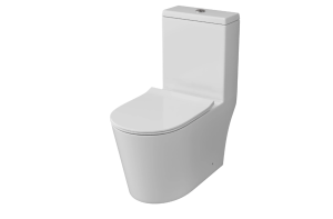 Унитаз напольный Grossman Classic GR-4487SQ (690х360х790) безободковый,белый,моноблок с тонкой крышкой,микролифт,смыв торнадо,безободковый