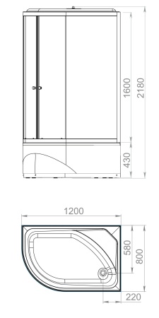 Душевая кабина Domani Spa Delight Slim high 128R с электрикой, высокий поддон 1200x800x2190 (бел. стенки, сатин. мат. стекла) DS01DS128RHWM10