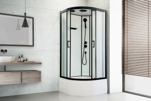 Душевая кабина FATO RB 100CK-М-BL (рифленое) 100х100х215 черный профиль Душевая кабина FATO RB 100CK-М-BL (рифленое) 100х100х215 черный профиль
