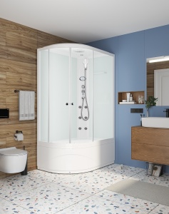 Душевая кабина Domani Spa Delight Slim high 128R с электрикой, высокий поддон 1200x800x2190 (бел. стенки, сатин. мат. стекла) DS01DS128RHWM10 Душевая кабина Domani Spa Delight Slim high 128R с электрикой, высокий поддон 1200x800x2190 (бел. стенки, сатин. мат. стекла) DS01DS128RHWM10