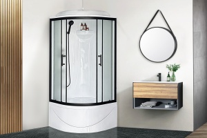 Душевая кабина Practic RB 90BK1-M-BL (матовое) 90x90x217 задняя стенка акриловая  профиль черный  Душевая кабина Practic RB 90BK1-M-BL (матовое) 90x90x217 задняя стенка акриловая  профиль черный