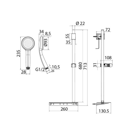 Душевой гарнитур, хром, SpaHome, IDDIS, SPA1F68i16