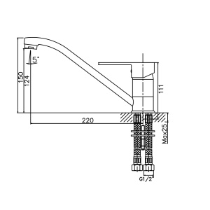 Смеситель для кухни AVRORA Mirro AV3320 с низким