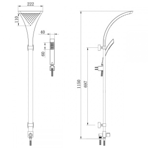 Душевой гарнитур Lemark LM8807C с фиксированной высотой штанги и верхней душевой лейкой "Тропический дождь"