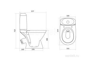 Унитаз компакт "Римини-ЭКОНОМ" 2РА PP белый /Santek/ 1WH501523