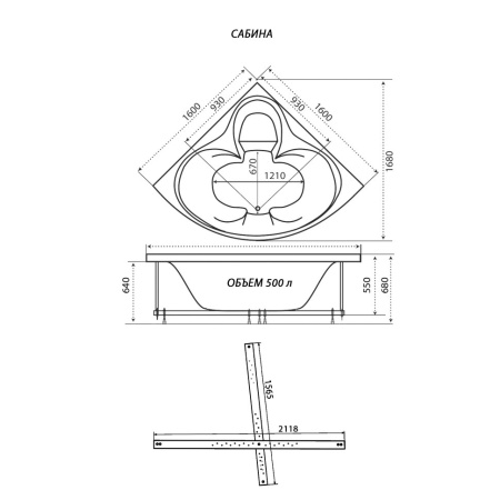 Акриловая ванна Тритон Сабина 160х160х68 в наличии