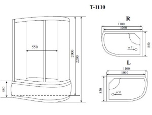 Душевая кабина Timo Standart T-1110 L 110х85х220 Душевая кабина Timo Standart T-1110 L 110х85х220