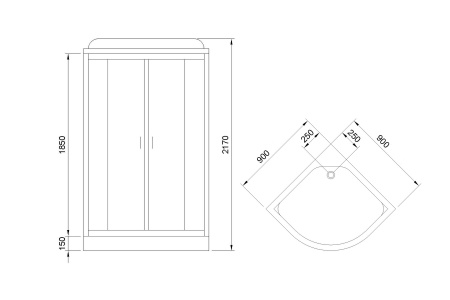 Душевая кабина RB 90HK1-M-CH (матовое) 90x90x217 профиль хром 