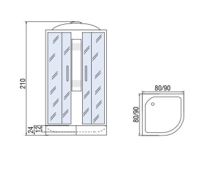 Душевая кабина River Rein 90/24 МТ 90х90х210 Душевая кабина River Rein 90/24 МТ 90х90х210