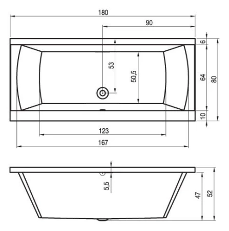 Акриловая ванна Riho Julia 180х80 комплект с экраном 