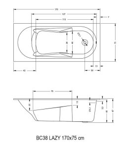 Акриловая ванна Riho Lazy 170х75 комплект с экраном  Акриловая ванна Riho Lazy 170х75 комплект с экраном