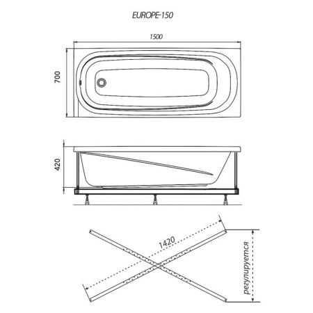 Акриловая ванна Тритон Европа 150x70х59 в наличии