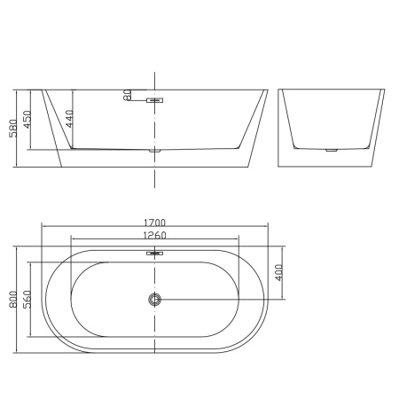 Ванна Тритон  Grant 170 пристенная 100%литьевой акрил 