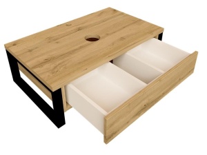 Тумба с раковиной 1Marka Grunge Loft 80П 1в.я дуб вотан (с отверстиями) (раковина Ringo 53*34 Cut)