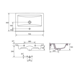 Тумба с раковиной 1Marka New Aris 70Н 2я. белый глянец