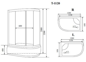 Душевая кабина Timo Standart T-1120 R 120х85х220 Душевая кабина Timo Standart T-1120 R 120х85х220