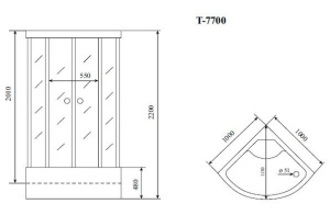 Душевая кабина Timo Lux T-7700 100х100х220 задняя стенка акриловая  Душевая кабина Timo Lux T-7700 100х100х220 задняя стенка акриловая