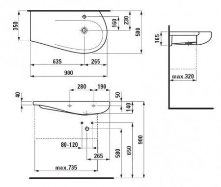 Раковина Laufen Ilbagnoalessi One 90*35 L с покрытием LCC