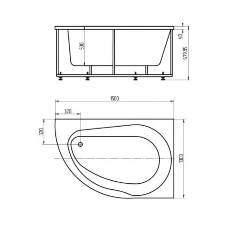 Акриловая ванна Aquatek Вирго 150х100 R полный комплект  с экраном 