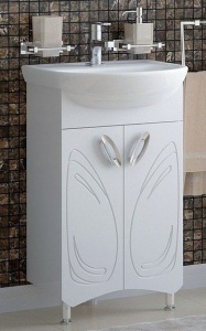 Тумба с раковиной Corozo Лидер 50 белый глянец