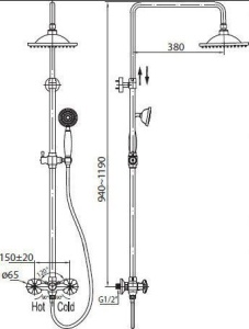 Душевая стойка BelBagno Slip SLI-DOC-CRM/Foglio