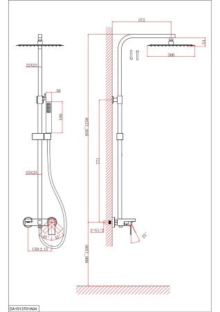 Душевая стойка D&K Bayern Liszt DA1513701A04 с изливом хром