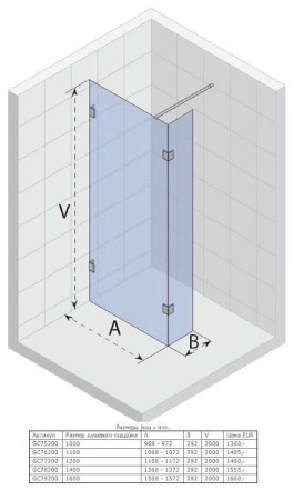 Душевая перегородка Riho Scandic S402 Walk-in 120*200 свободный вход