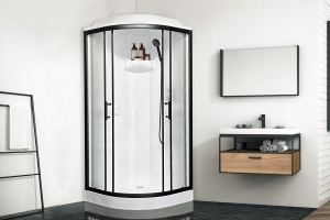 Душевая кабина Practic RB 90HK1-M-BL (матовое) 90х90х217 черный профиль  Душевая кабина Practic RB 90HK1-M-BL (матовое) 90х90х217 черный профиль