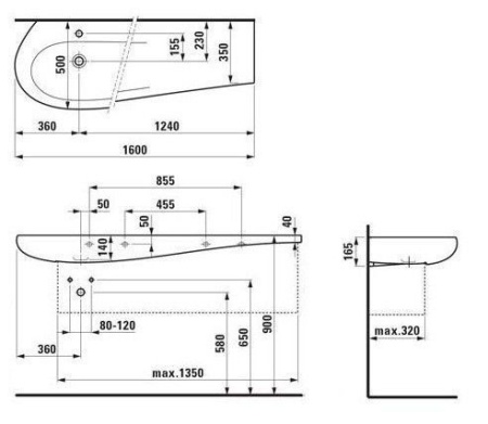 Раковина Laufen Ilbagnoalessi One 160*50 L с покрытием LCC