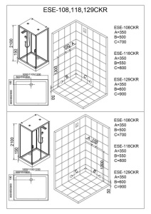 Душевая кабина Esbano Econom ESKE129CKR 120*90*210