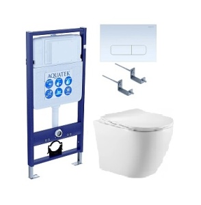 Инсталляция Aquateck Standart 50 + Унитаз подвесной Тритон VO-1832 + Кнопка смыва белая