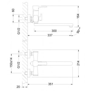 "Эвитта" LM0551C Смеситель универсальный с плоск