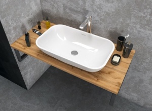 Столешница с раковиной 1Marka Grunge Loft 100 дуб вотан с раковиной (раковина Ringo 53*34 Cut)