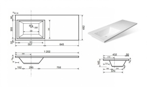 Тумба с раковиной Style Line Жасмин-2 120 L Люкс подвесная под стиральную машину
