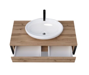 Тумба с раковиной 1Marka Grunge Loft 70П 1в.я дуб вотан (с отверстиями) (раковина Ringo 53*34 Cut)